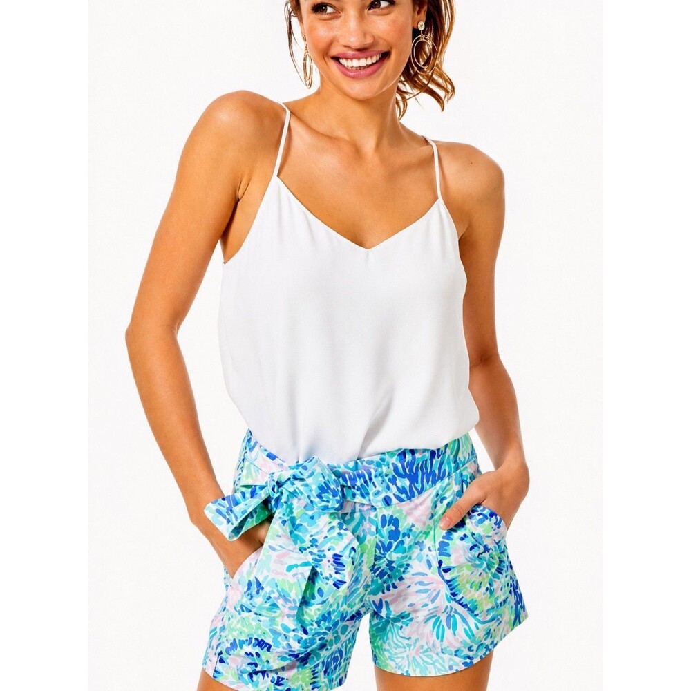New Lilly Pulitzer Kaden Bow Shorts Womens Sz 0 Tropical Tie Waist Preppy Vacay